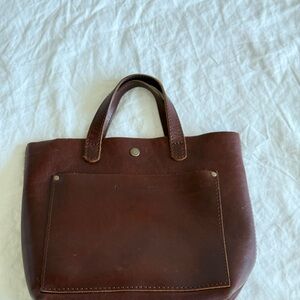 Portland Leather | Mini Crossbody Tote | Cognac | Classic (snap closure)